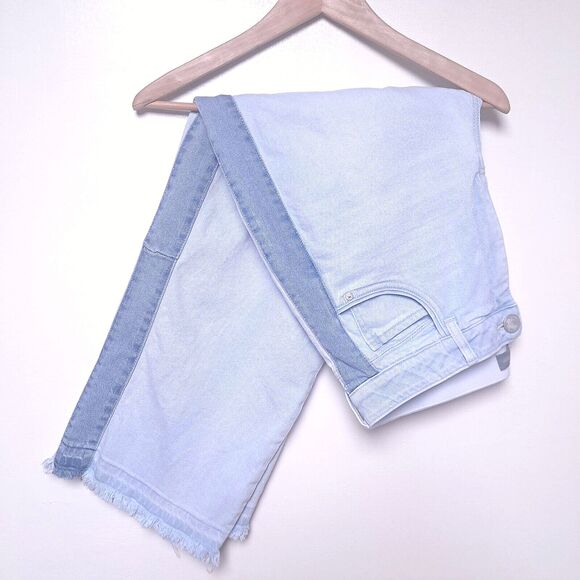 Wit & Wisdom Jeans Women 16 Raw Hem High Rise Wide Leg Patchwork Blue Skyrise - Picture 1 of 11
